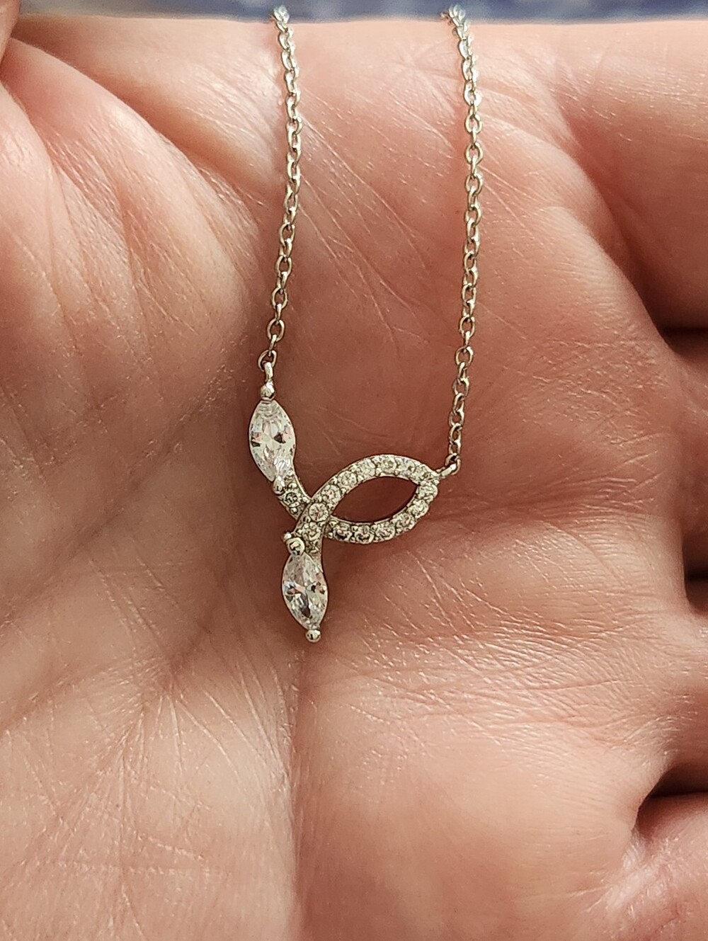 Snake Pendant Necklace- Sterling Silver CZ